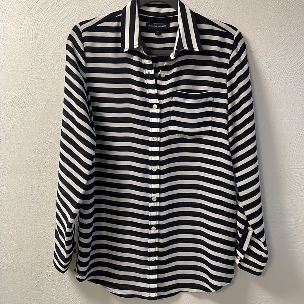Banana Republic Striped Button Down Blouse Size XS